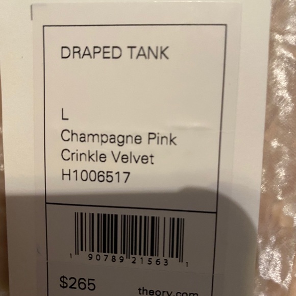 Theory large Champagne Draped Tank with tags - Picture 2 of 3